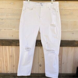 Old Navy Sky-Hi Straight High Rise Distressed White Jeans Size 12